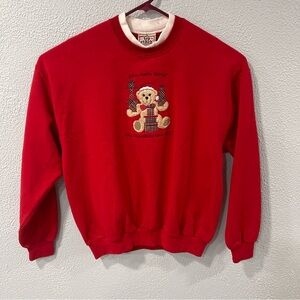 VTG Christmas Sweatshirt Unisex XL Top Stitch In Red “Who Needs Santa”